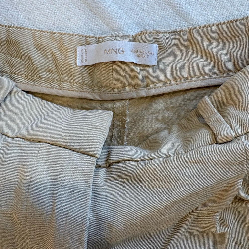 Mango Linen Blend Light Tan Shorts
